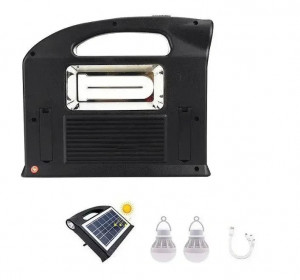 Kit panou solar portabil 30W lanterna 2 becuri LED 4500 mAh