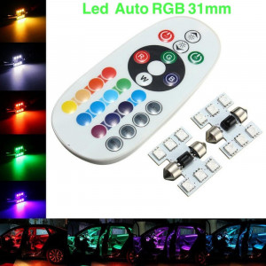 Led RGB Auto 31mm cu Telecomanda