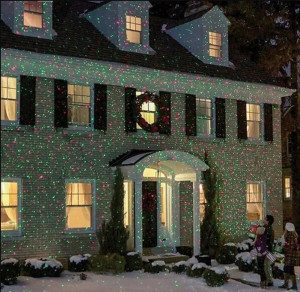 Proiector Laser exterior cu telecomanda Star Shower Motion din metal inoxidabil punctele de laser verde si rosu proiectate pe casa