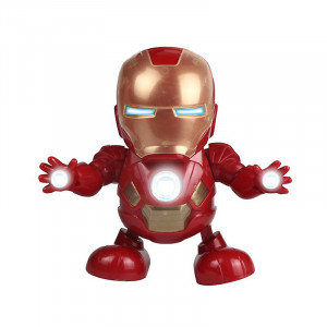 Robot de jucarie Iron Man, jucarie interactiva, dansator, functie lumini si sunete, 20CM, Rosu