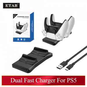 Statie de incarcare ps5, Incarcator controller dock, dublu, pentru consola playstation 5, tip c
