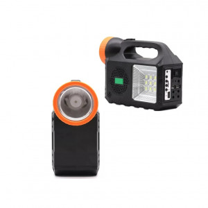 Kit solar de iluminare GD Times GD-102, 3 becuri LED, boxa BT, FM radio, 80W, powerbank, 5000mAh