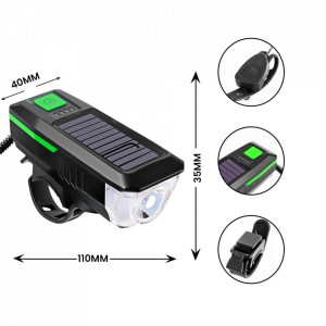 LY-17 - Lanterna far cu LED pentru bicicletă/trotinetă, claxon 6 moduri - Lumina puternică în mișcare