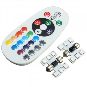 Led auto de interior, RGB, 41mm, Telecomanda, 12V, 1W