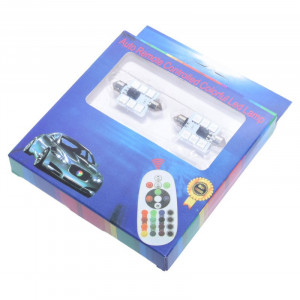 Led Auto, RGB, 36mm, Telecomanda, 12V, 1W 