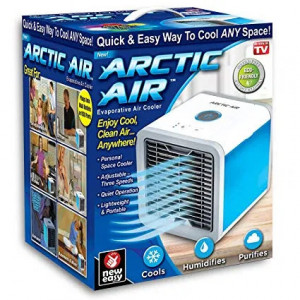 Purificator aer cu umidificator portabil Arctic Air, mini racitor cu ventilator, alb