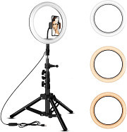 Lampă profesională LED Ring Light de 26 cm, pe trepied cu suport telefon, potrivită pentru machiaj, poze și TikTok