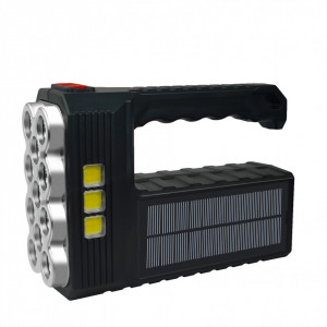 Lanterna puternică și durabilă cu încărcare solară și USB, 3 moduri, 11 leduri, ST-11, IP44, culoare negru