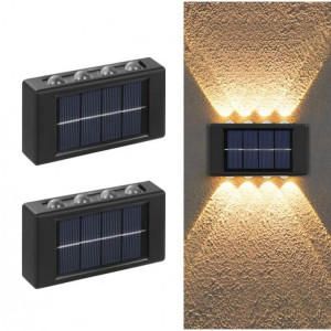 Set 2 bucati Lampa solara de perete cu 8 LED-uri, aplica A89-ST8, IP65, culoare lumina calda