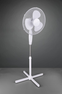 Ventilator cu picior, 3 moduri de viteza, oscilabil, inaltime reglabila 130cm max, diametru 44cm, BERGEN – R024-01, Alb