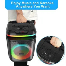 Boxa portabila Bluetooth, MP3, USB, Card TF, Radio FM, Aux, Afisaj Led, Microfon, Telecomanda, Led Speaker – ZQS-8139