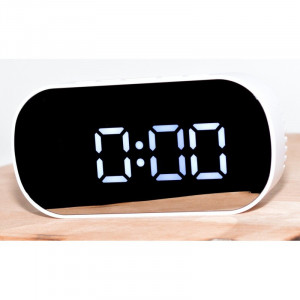 Ceas de masa, DIGITAL, OGLINDA, LED, LCD, LUMINA , 6506, Alb