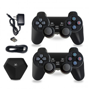 Consola jocuri tv wireless, X6, Full HD, 2 controllere wireless 2.4ghz, HDMI, 15000 jocuri, 9 emulatoare