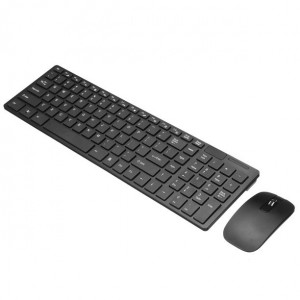 Kit wireless tastatura si mouse mini 2,4 ghz K-06, slim, Negru - imagine tastatura și mouse fără fir în culoarea neagră