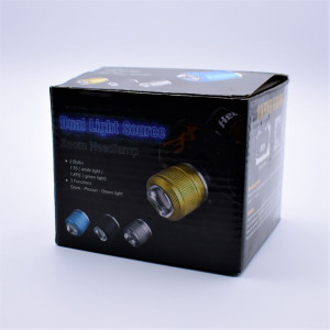 Lanterna Frontala Cu Acumulator ,Led 1xT6 ALB / 1x XPE ALBASTRU ,Zoom , BL-2199-2