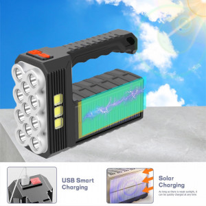 Lanterna portabilă cu tehnologie LED, încărcare solară și USB, 3 moduri, 11 leduri, ST-11, IP44, culoare negru