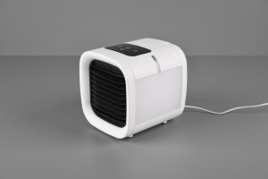 Mini Racitor ventilator portabil, ICECUBE R031-01, racire, umidificare, purificare aer, LED SMD RGB 3 culori, USB, Alb
