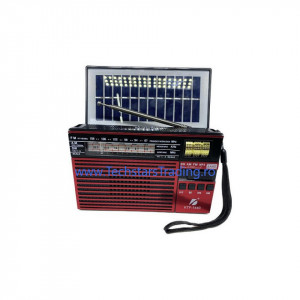 Radio solar cu lanterna, bluetooth, acumulator 3.7v 18650, USB, TF, AM, FM, SW, lampa led, KTF-1440