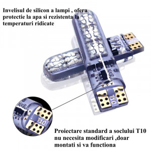 Set LED auto faruri T10 RGB 5050, 12V-W5W, telecomandă. Iluminare colorată și personalizată pentru mașină. Simplu de instalat și controlat cu o telecomandă.