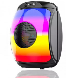 Boxa portabila bluetooth, MP3, lumini disco, 10W, bass, MicroSD, radio FM, AUX, intrare USB, microfon karaoke, display LED RGB, acumulator, ZQS-1438, negru