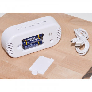 Ceas de masa, DIGITAL, OGLINDA, LED, LCD, LUMINA , 6506, Alb
