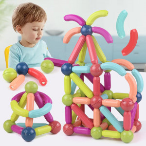 Cuburi Magnetice de construit, pentru copii, joc STEM, Magnetic sticks 72 piese