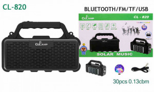 Kit solar camping cu boxa portabila, CCLamp CL-820, lanterna, USB, Radio FM, AUX, TF Card, Bec LED Disco, Bluetooth, Negru