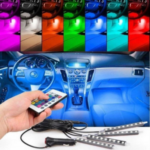Lumini ambientale 12 Leduri Auto RGB telecomanda senzor muzica