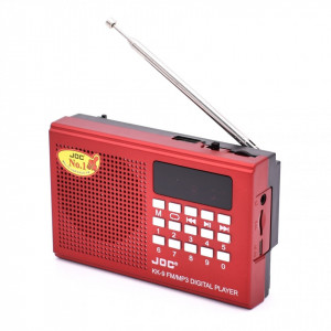 Radio portabil cu acumulator 3.7v 2000 mAh, mp3 player, Bluetooth, card TF, usb, FM, afisaj electronic, JOC-KK9, rosu