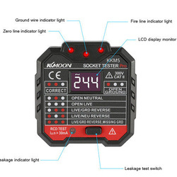 Tester priza profesional, cu afisaj si indicator LED, tester siguranta diferentiala 30mA