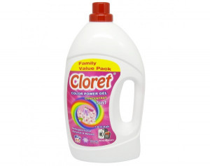 Detergent rufe colorate gel concentrat, 85 spalari, anti calcar, 3L, enzyme tehnology, Family Pack, Color Power Gel, Cloret