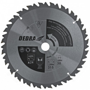 Disc circular pentru taiat lemn , 315mm x 24T x 30mm , dinti vidia , Dedra