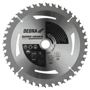 Disc pentru circular lemn , ultra-subtire, 1.6mm, 185x 40 dinti x centru 16, 20mm , Dedra