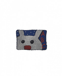 Petic textil, patch brodat , 58 x 40mm, iepure abc, Wenco