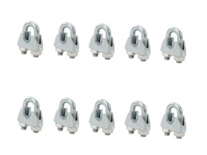 Set 10 bride cu suruburi blocare cablu otel, M8, zincat, Fixman