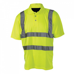 Tricou premium polo reflectorizant, verde, marimea L , 100-108cm, Silverline