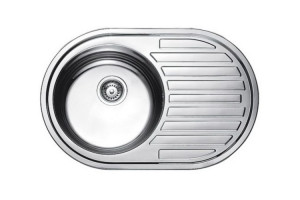 Chiuveta Fabiano, inox de 0,6mm, 770x500mm, sifon diametru mare inclus, cuva 160mm, cuva pe STANGA, Lucios