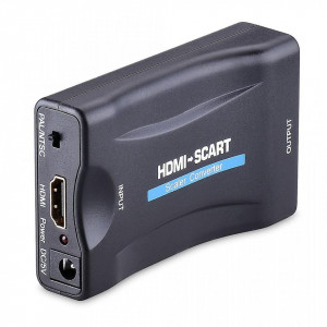 Adaptor de la HDMI la SCART, Full HD, convertor hdmi digital la Scart analogic cu mufa video si sunet audio mama, cablu alimentare USB 5V