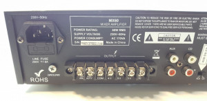 Amplificator 60W tip public adress Majorcom MX60 ,egalizator , intrare de microfon ,iesiri 4-16Ω si 100v