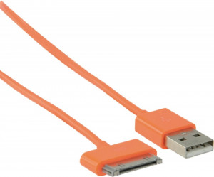 Cablu date 30 pini, alimentare, Ipad, Ipod, Iphone, 1m, portocaliu, ValueLine