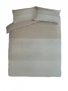 Lenjerie de pat ,1 plic pilota, 2 fete perna, 2 persoane, 225x 220cm, 48 x 74cm, king, natural stripe, George Home