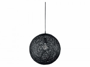 Pendul, glob negru, sfoara natural impletita, E27, 37cm, bec LED vintage, Livarno Lux