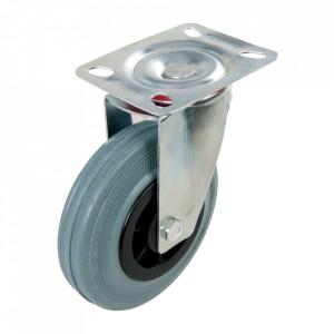 Roata pivotanta aplicabila, 125 mm, greutate suportata 100Kg, cauciuc non-urme, Fixman