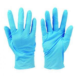 Set 100 manusi din nitril fara pudra , protectie universala, anti-virus, anti-bacterii, marimea L , albastru , Silverline