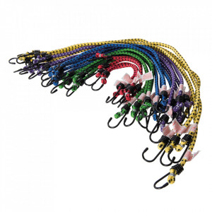 Set 20 corzi elastice cu carlige metalice ,universale, multicolor, 250 - 750mm, Silverline