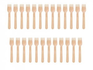 Set 25 furculite lemn ecologic, 16.5 cm, Pap Star