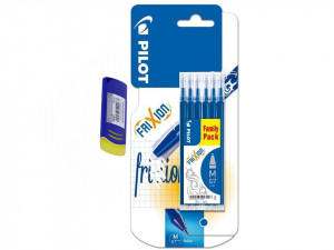 Set 6 rezerve Roller Pilot Frixion 0.7mm, albastru, radiera sters