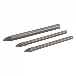 Set 3 freze perforat sticla, ceramica, 5, 6, 8 mm, Silverline