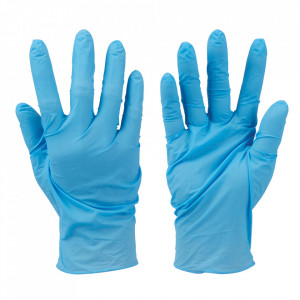 Set 100 manusi protectie virusi, bacterii, uz general, nitril fara pudra , marimea M , albastru , Silverline