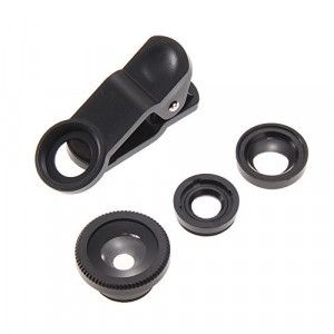 Set universal lentile pentru telefon 3 in 1, fisheye, macro, wide angle, husa inclusa, VKTools